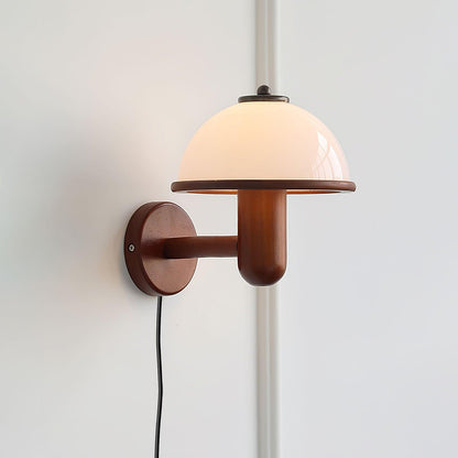 Mushroom wooden wall lamp 