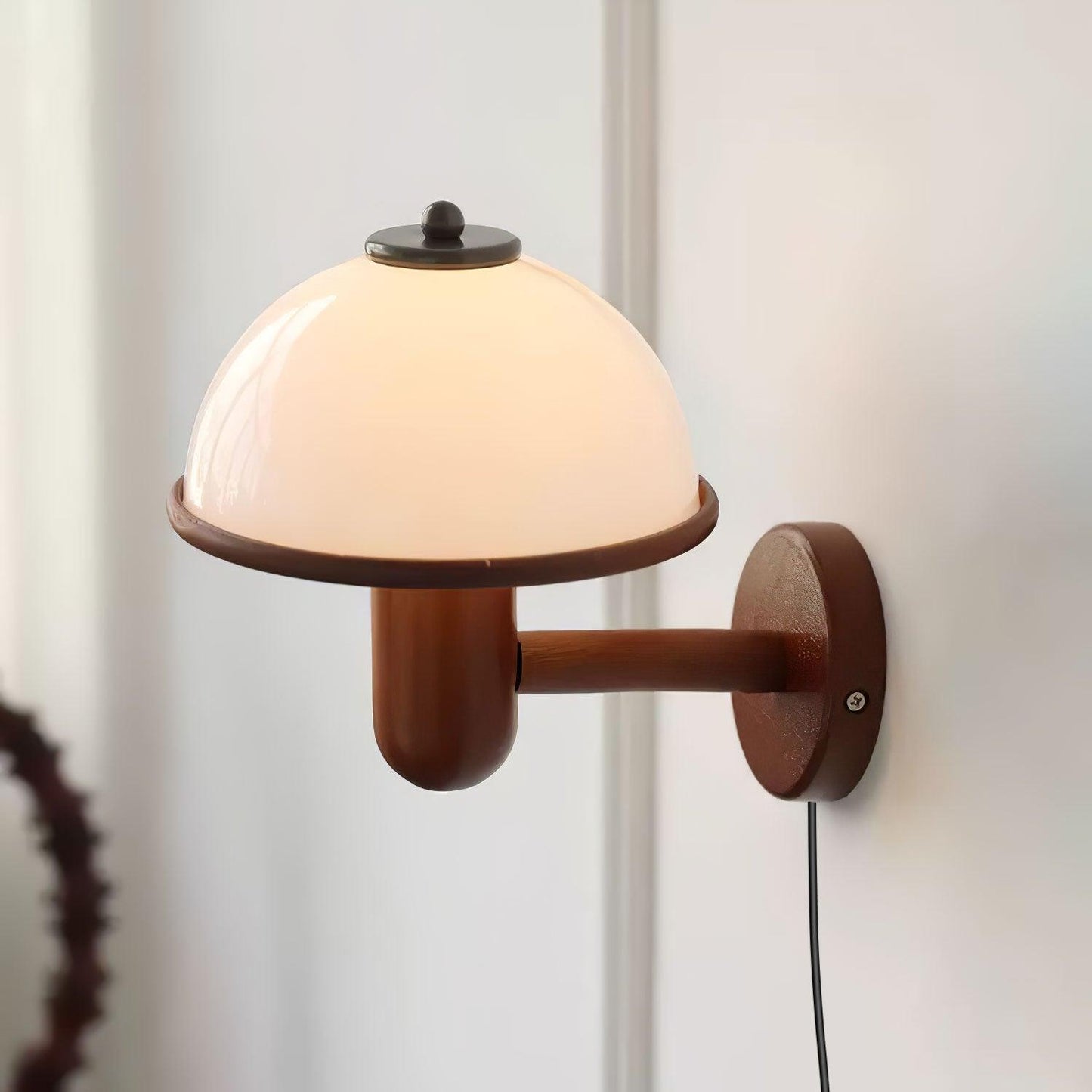 Mushroom wooden wall lamp 