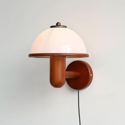 Mushroom wooden wall lamp 