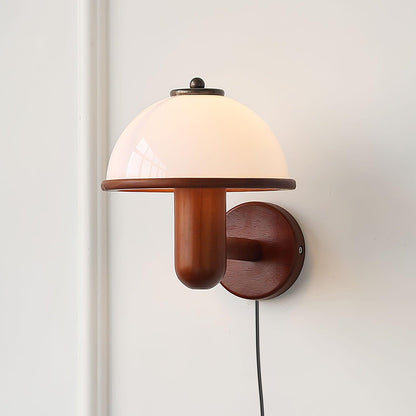 Mushroom wooden wall lamp 