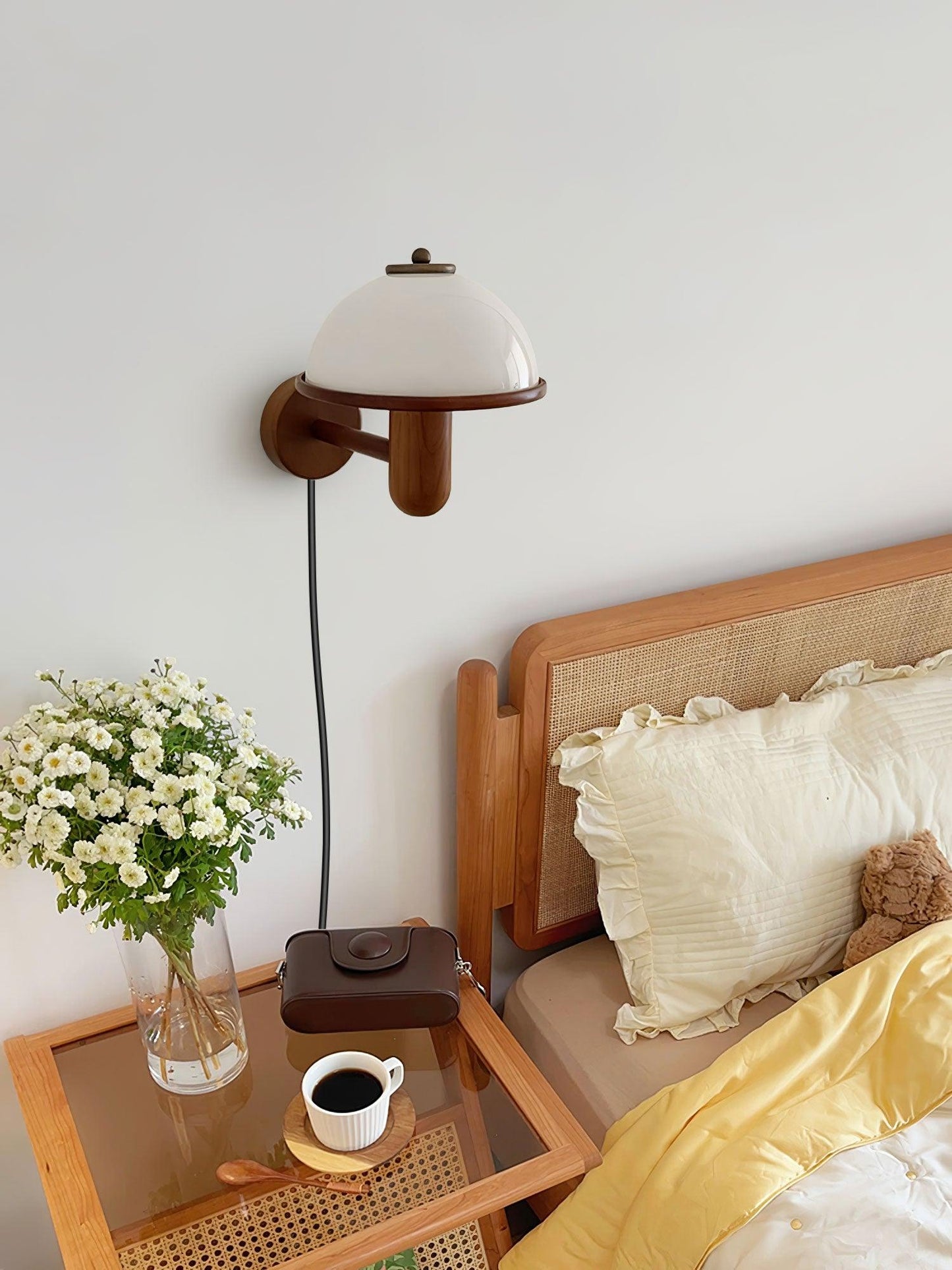 Mushroom wooden wall lamp 