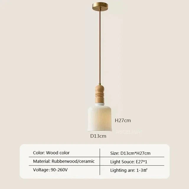 Crème Wind Massief Houten Hanglamp