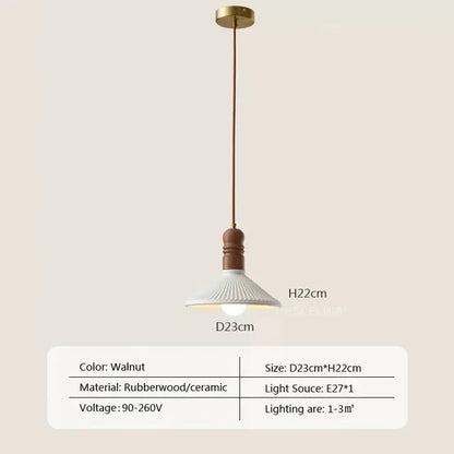 Crème Wind Massief Houten Hanglamp