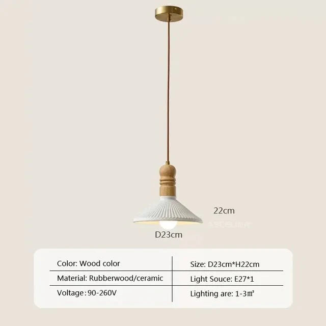 Crème Wind Massief Houten Hanglamp