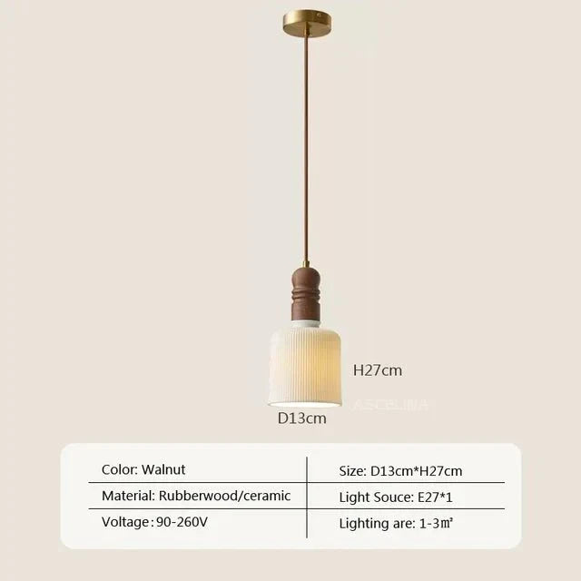 Crème Wind Massief Houten Hanglamp