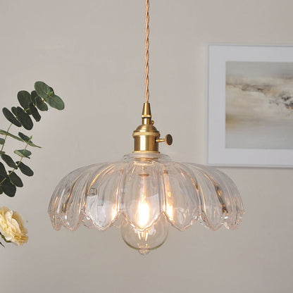 Vintage glazen bloem hanglamp