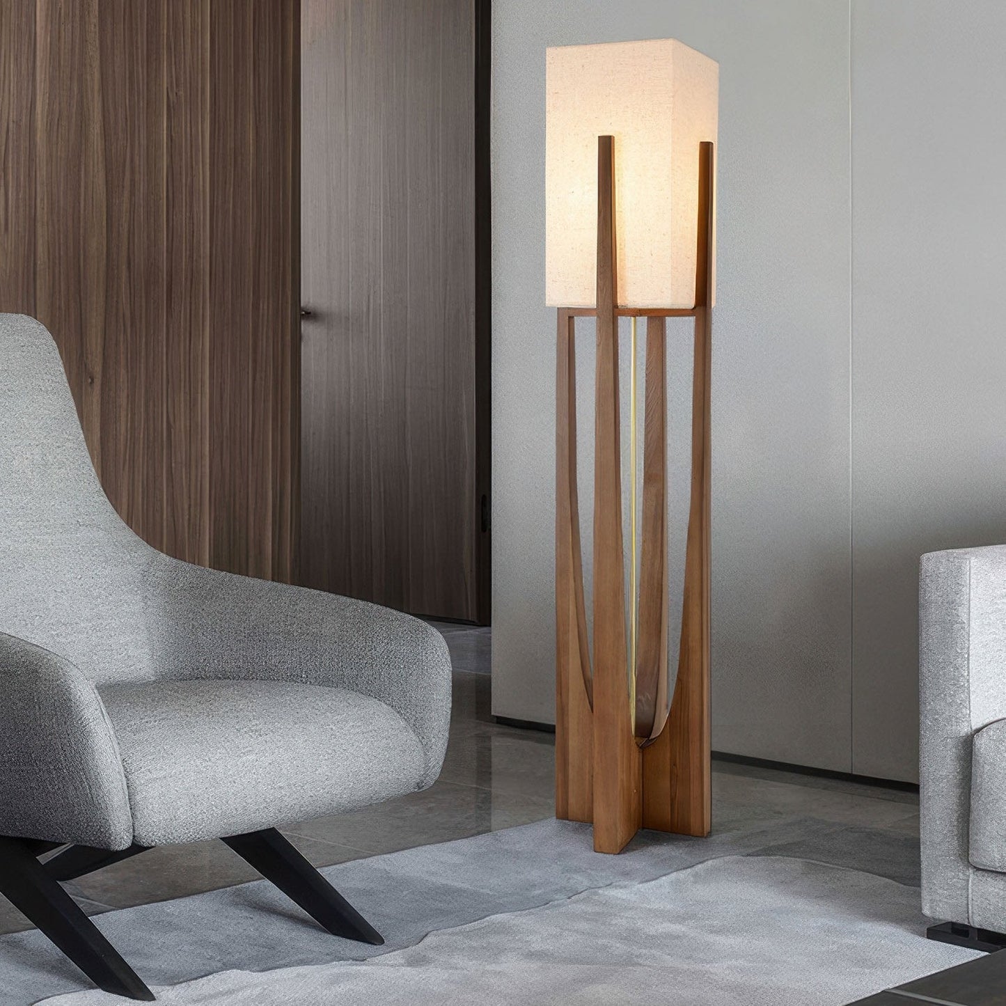 Japanse stijl walnoot vloerlamp eenvoudige massief houten lamp