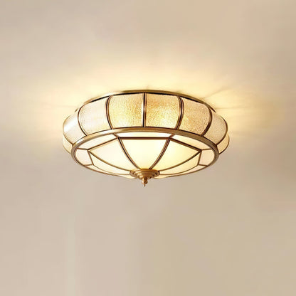 Ronde glazen plafondlamp met structuur