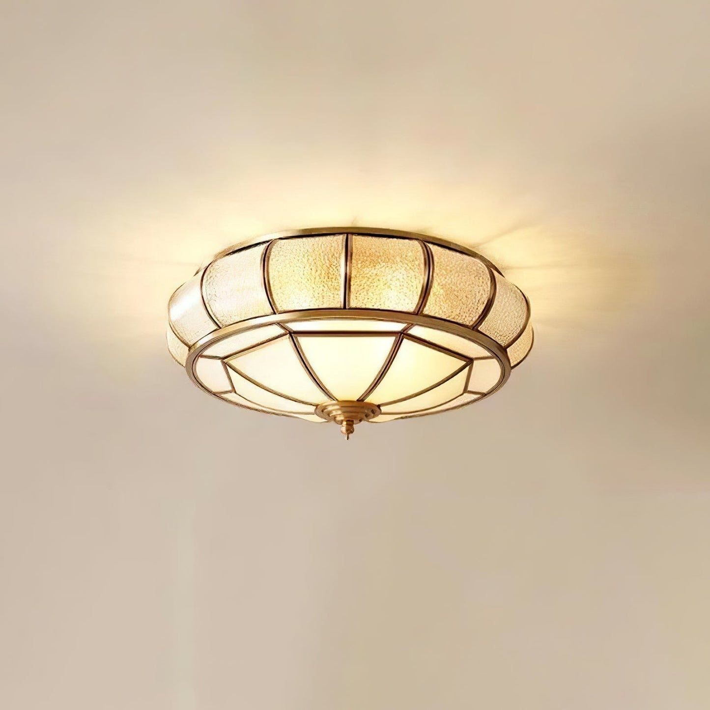 Ronde glazen plafondlamp met structuur