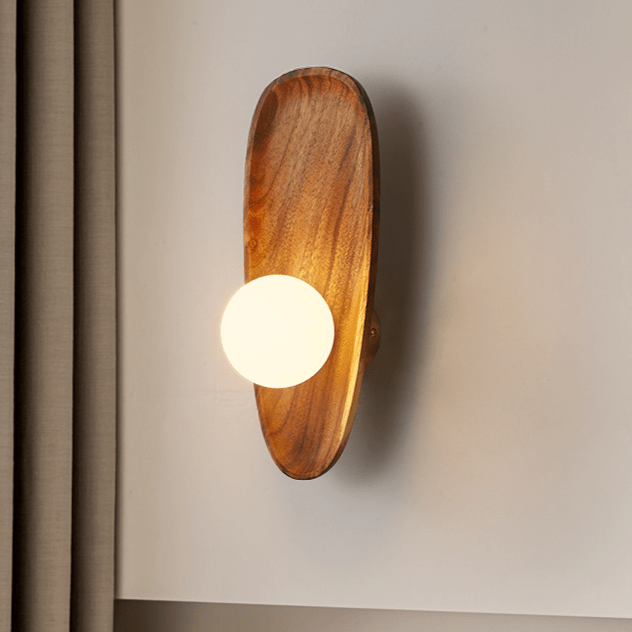 Natuurlijke houten wandlamp