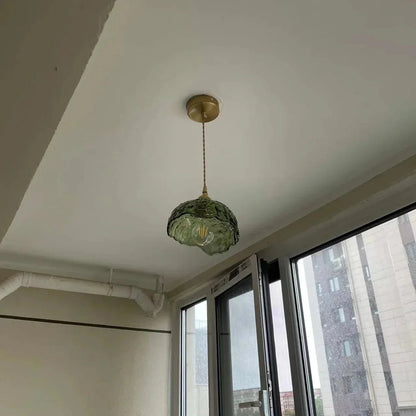 Irregular brass glass pendant lamp