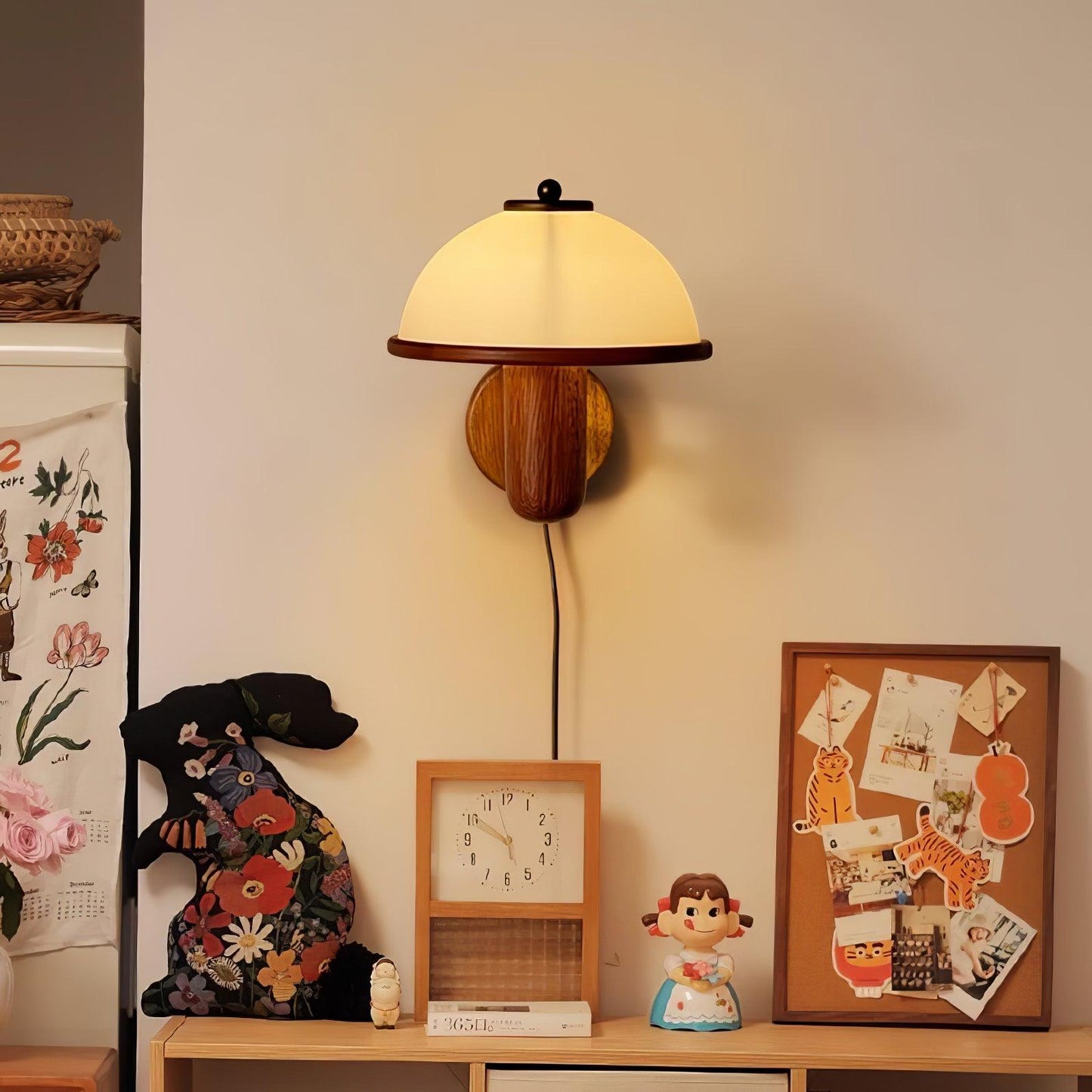 Mushroom wooden wall lamp 