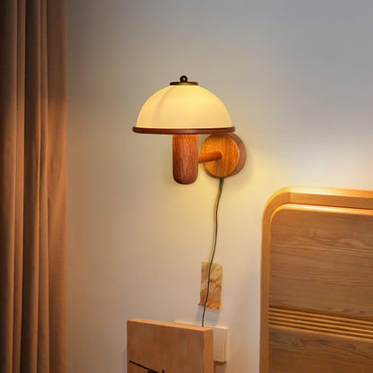 Mushroom wooden wall lamp 