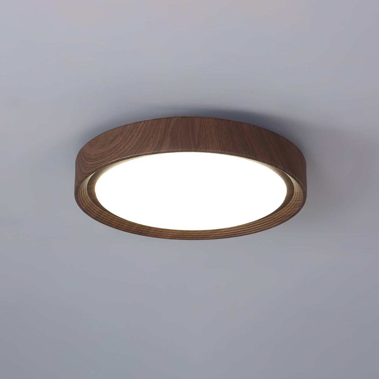 Ronde plafondlamp met houtnerf