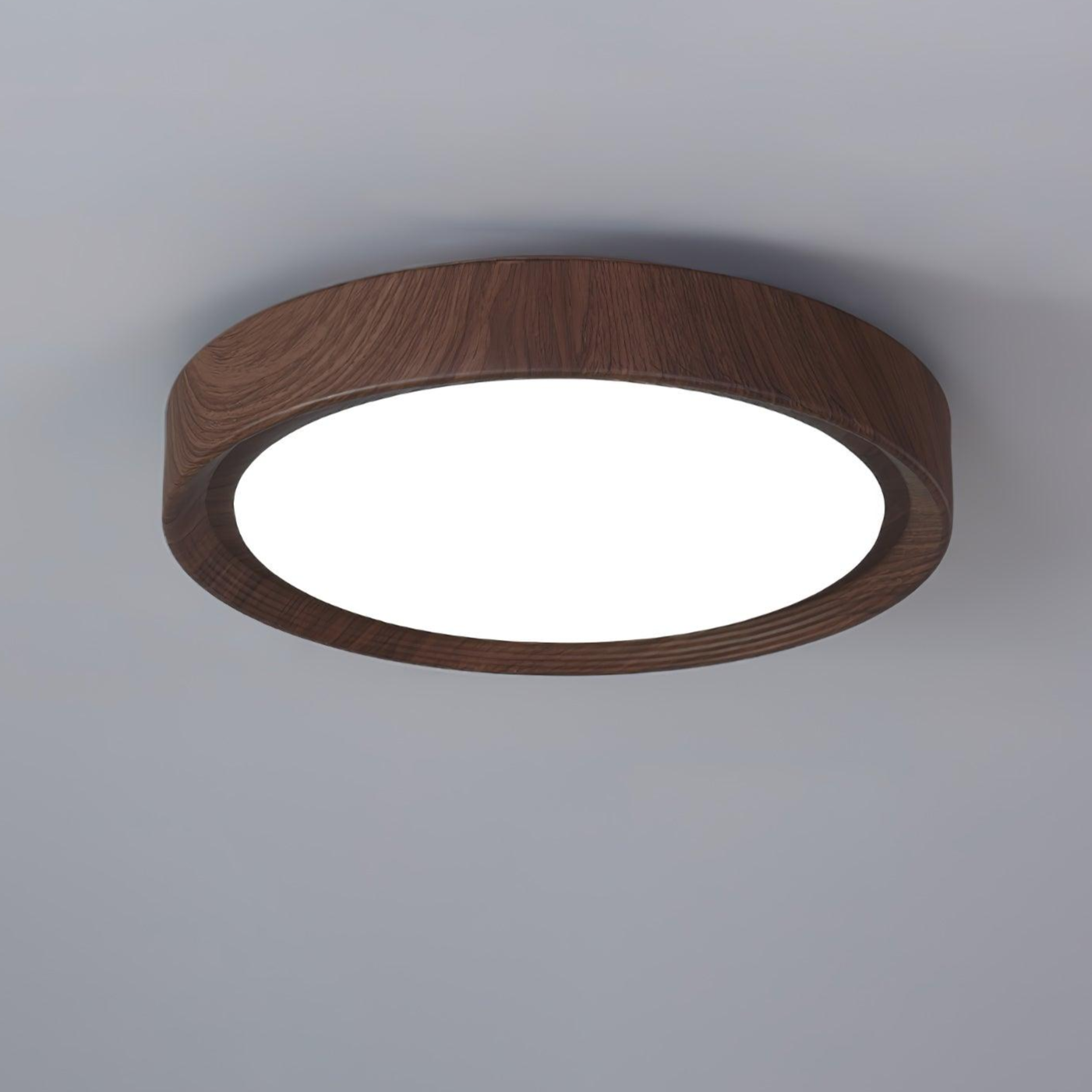 Ronde plafondlamp met houtnerf