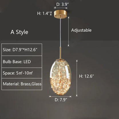 Modern Gray Glass Starry Sky Pendant Lamp