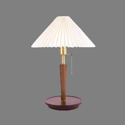 Vintage pleated wooden table lamp