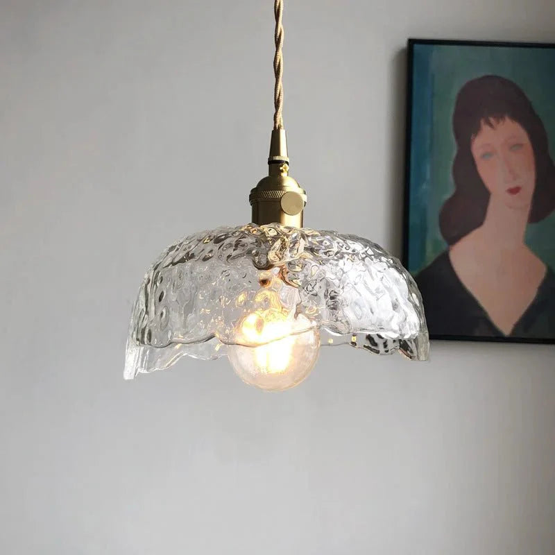 Irregular brass glass pendant lamp