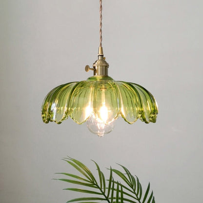 Vintage glazen bloem hanglamp