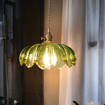 Vintage glazen bloem hanglamp