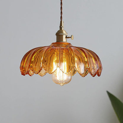 Vintage glazen bloem hanglamp