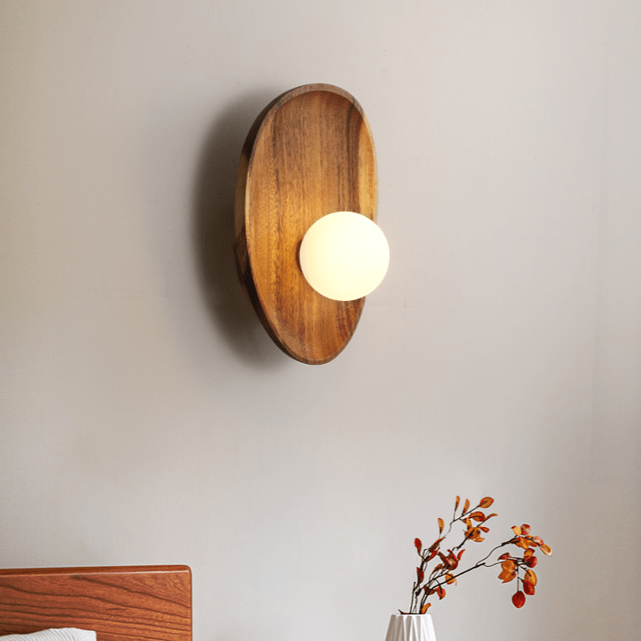 Natuurlijke houten wandlamp