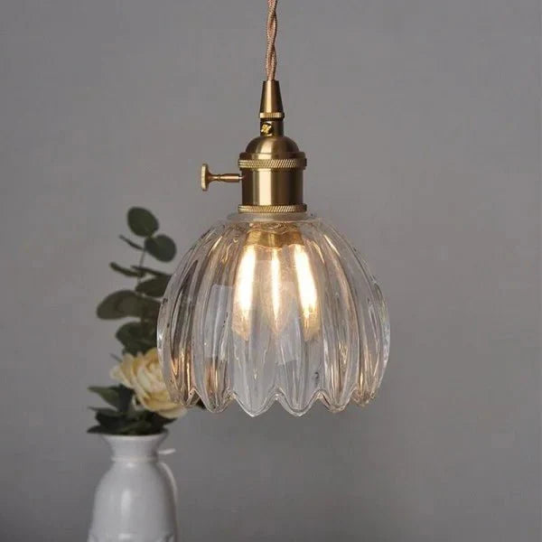 Japanse Retro Glazen Bloem Hanglamp