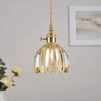 Japanse Retro Glazen Bloem Hanglamp