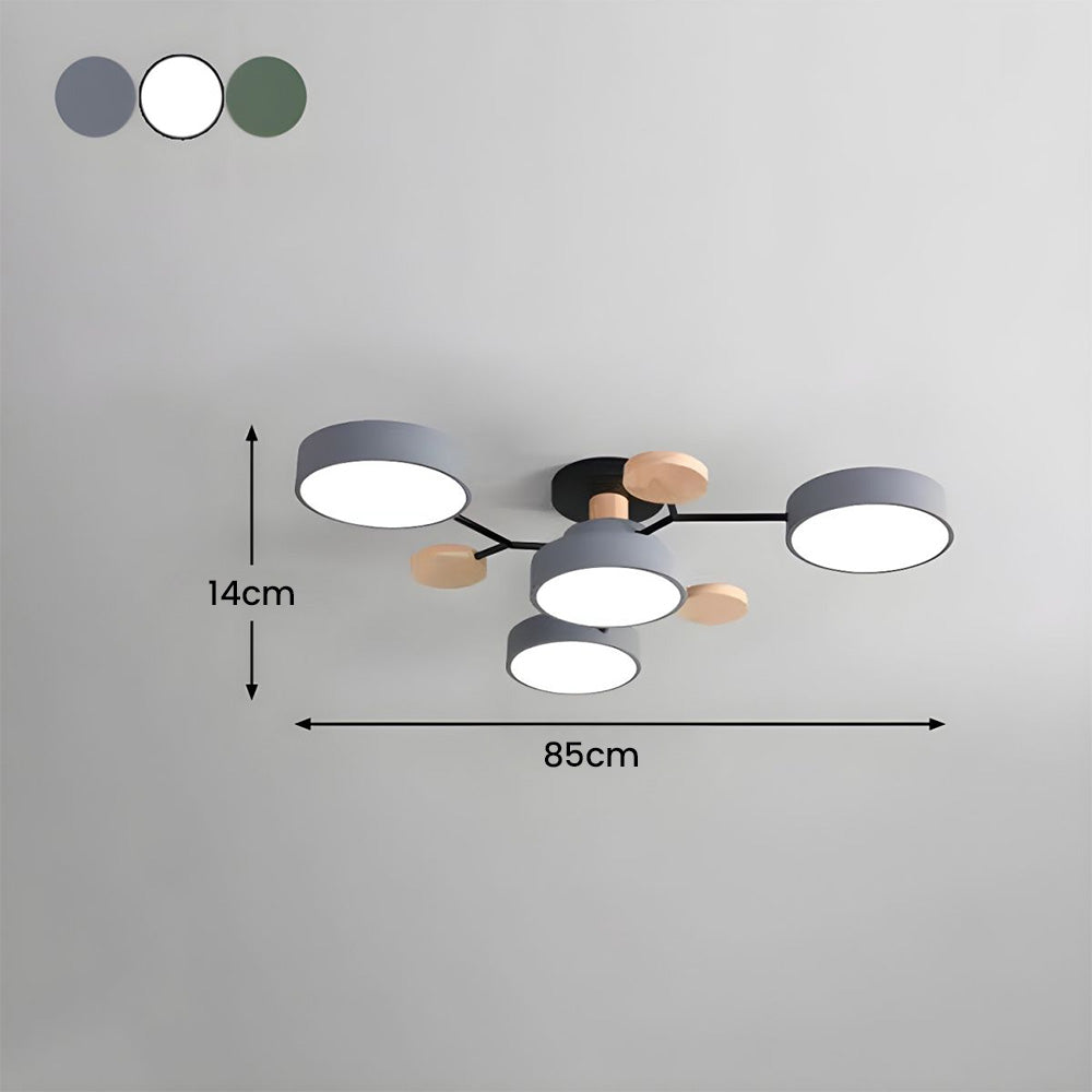 Contemporary Round Iron LED Semi-Flush Pendant Light 