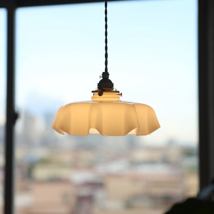 Retro Glazen Bloem Crème Hanglamp