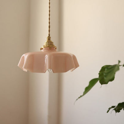 Retro Glazen Bloem Crème Hanglamp